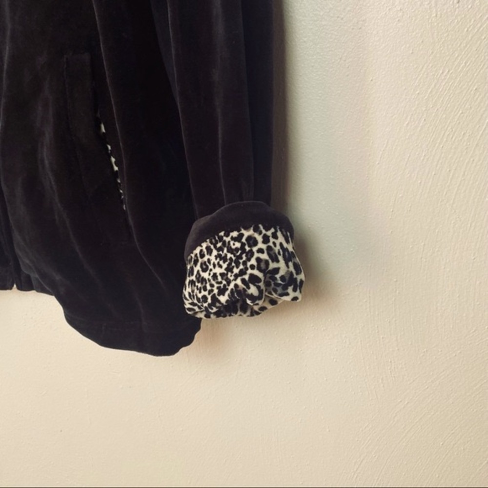 JM Collection Velvet Black Animal Print Trims. Jacket. Sz 12. - Picture 3 of 10